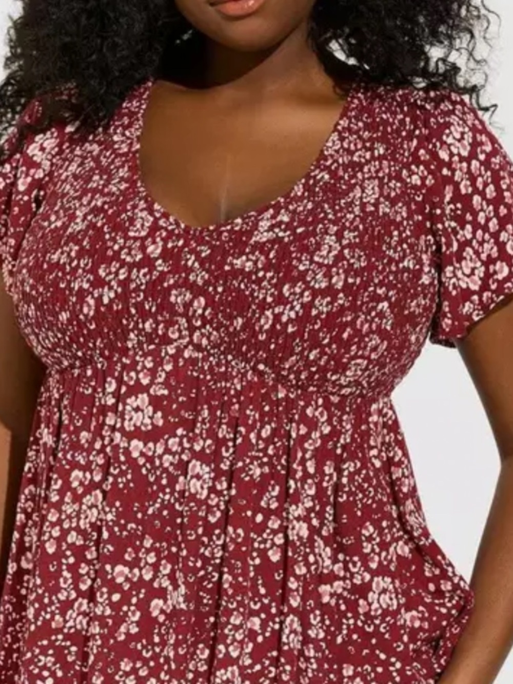 Torrid Washable Gauze Smocked Back Bow Flutter Sleeve Speckled Dot NWT 1X 14/16